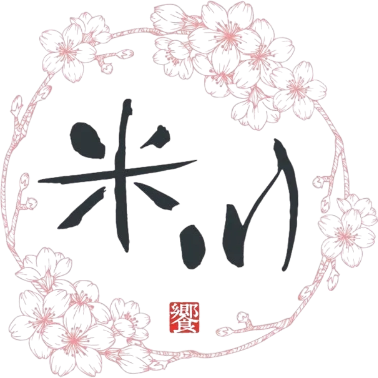 Rice and River brand mark — cherry blossom kanji seal